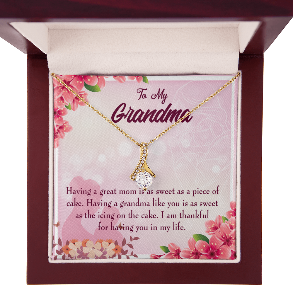 To My Grandmother Great Grandma Alluring Ribbon Necklace Message Card-Express Your Love Gifts