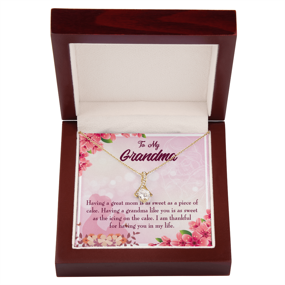 To My Grandmother Great Grandma Alluring Ribbon Necklace Message Card-Express Your Love Gifts