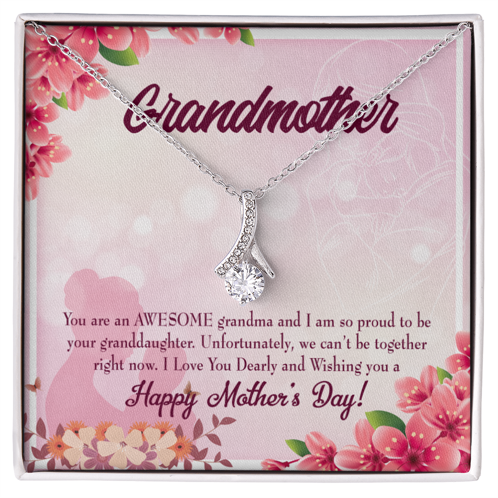 To My Grandmother Mothers Day Gift from Granddaughter Alluring Ribbon Necklace Message Card-Express Your Love Gifts