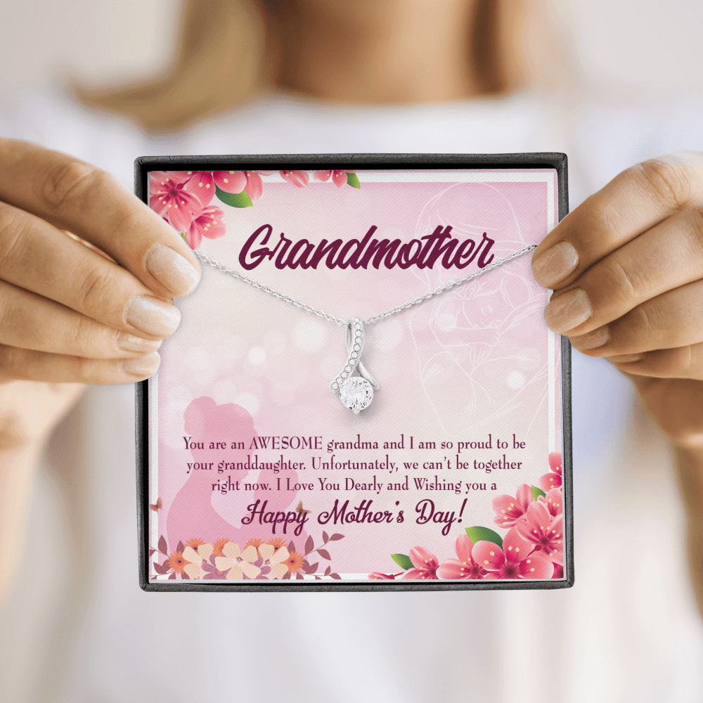 To My Grandmother Mothers Day Gift from Granddaughter Alluring Ribbon Necklace Message Card-Express Your Love Gifts