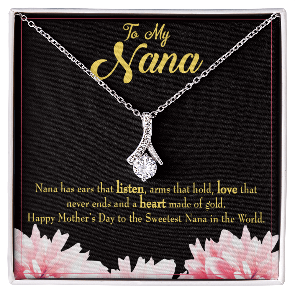 To My Grandmother Nana Gfit Alluring Ribbon Necklace Message Card-Express Your Love Gifts