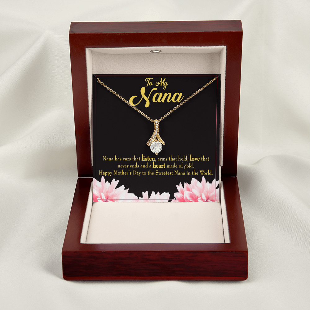 To My Grandmother Nana Gfit Alluring Ribbon Necklace Message Card-Express Your Love Gifts