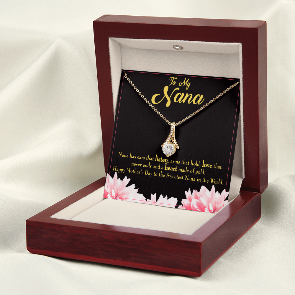 To My Grandmother Nana Gfit Alluring Ribbon Necklace Message Card-Express Your Love Gifts