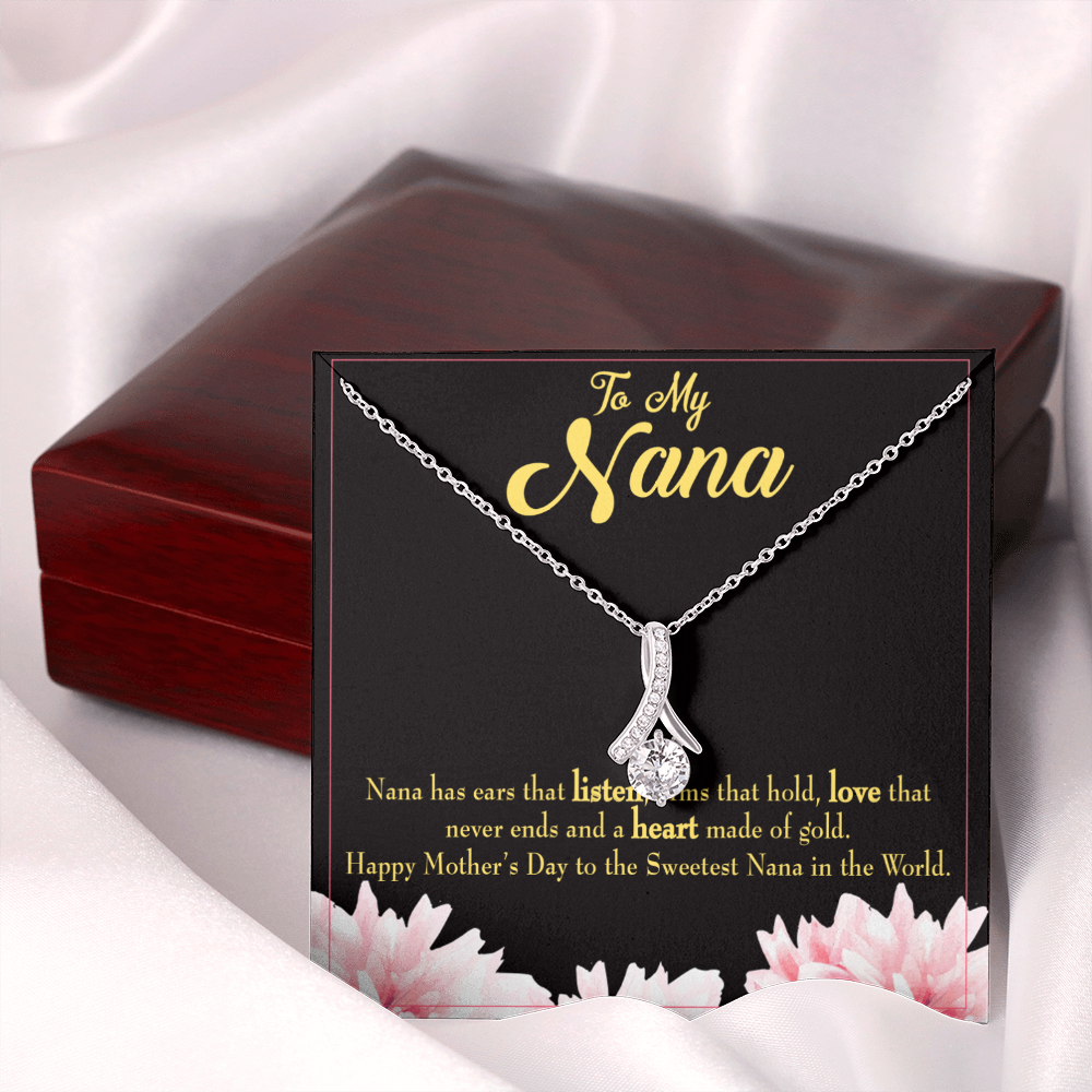 To My Grandmother Nana Gfit Alluring Ribbon Necklace Message Card-Express Your Love Gifts