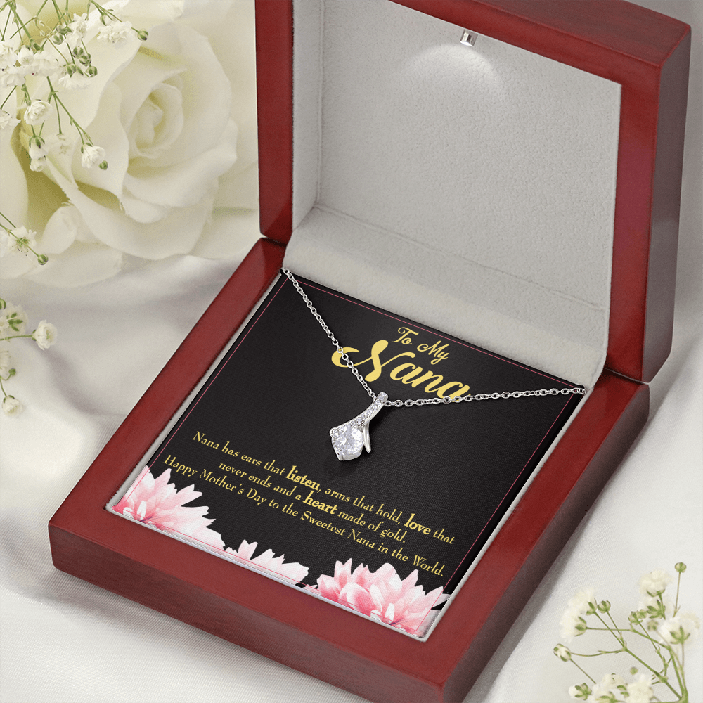 To My Grandmother Nana Gfit Alluring Ribbon Necklace Message Card-Express Your Love Gifts