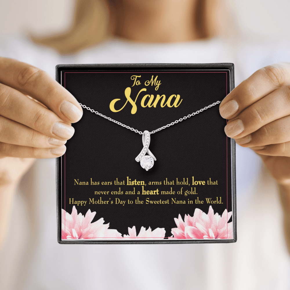 To My Grandmother Nana Gfit Alluring Ribbon Necklace Message Card-Express Your Love Gifts