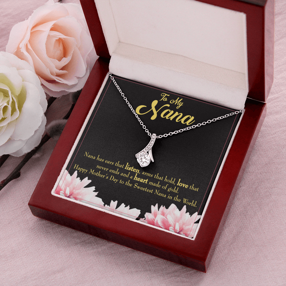 To My Grandmother Nana Gfit Alluring Ribbon Necklace Message Card-Express Your Love Gifts