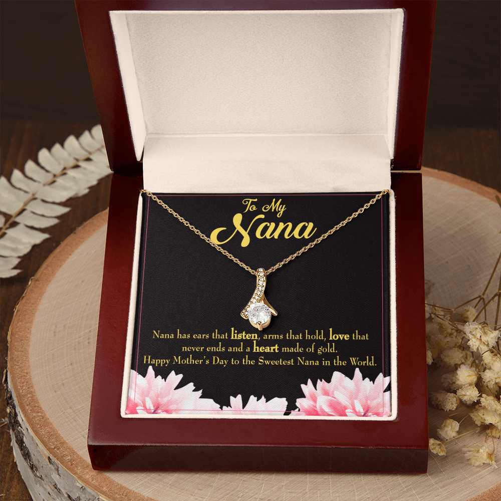 To My Grandmother Nana Gfit Alluring Ribbon Necklace Message Card-Express Your Love Gifts