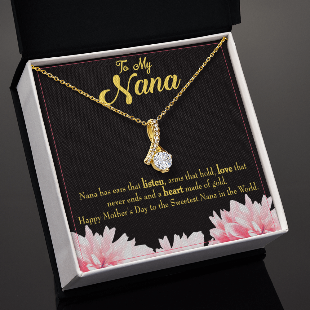 To My Grandmother Nana Gfit Alluring Ribbon Necklace Message Card-Express Your Love Gifts