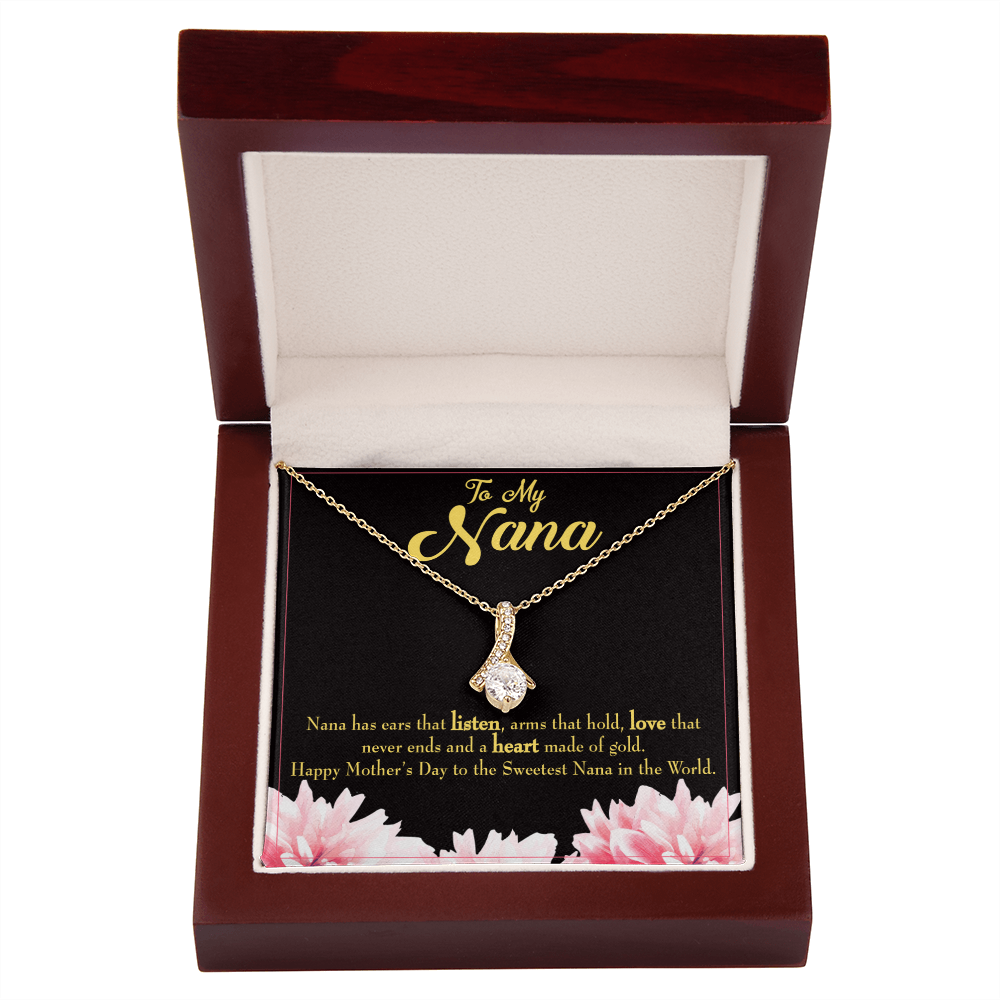 To My Grandmother Nana Gfit Alluring Ribbon Necklace Message Card-Express Your Love Gifts