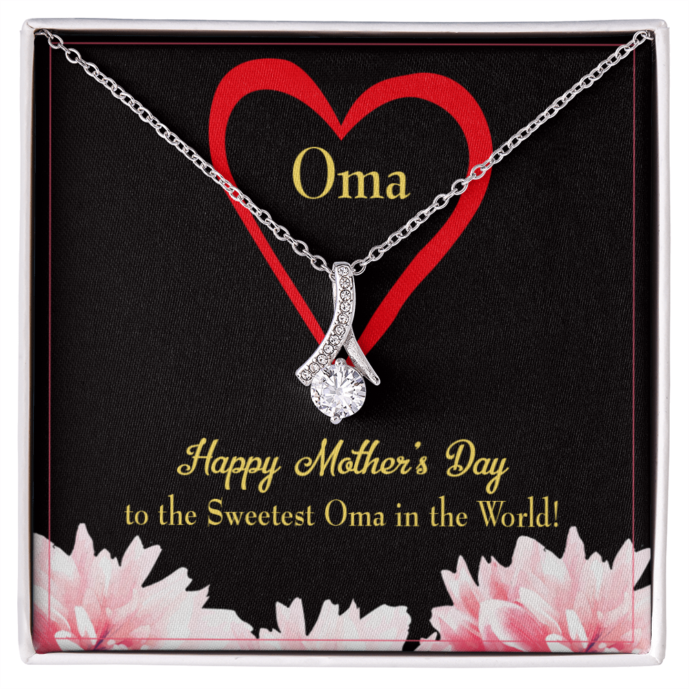 To My Grandmother Oma Alluring Ribbon Necklace Message Card-Express Your Love Gifts