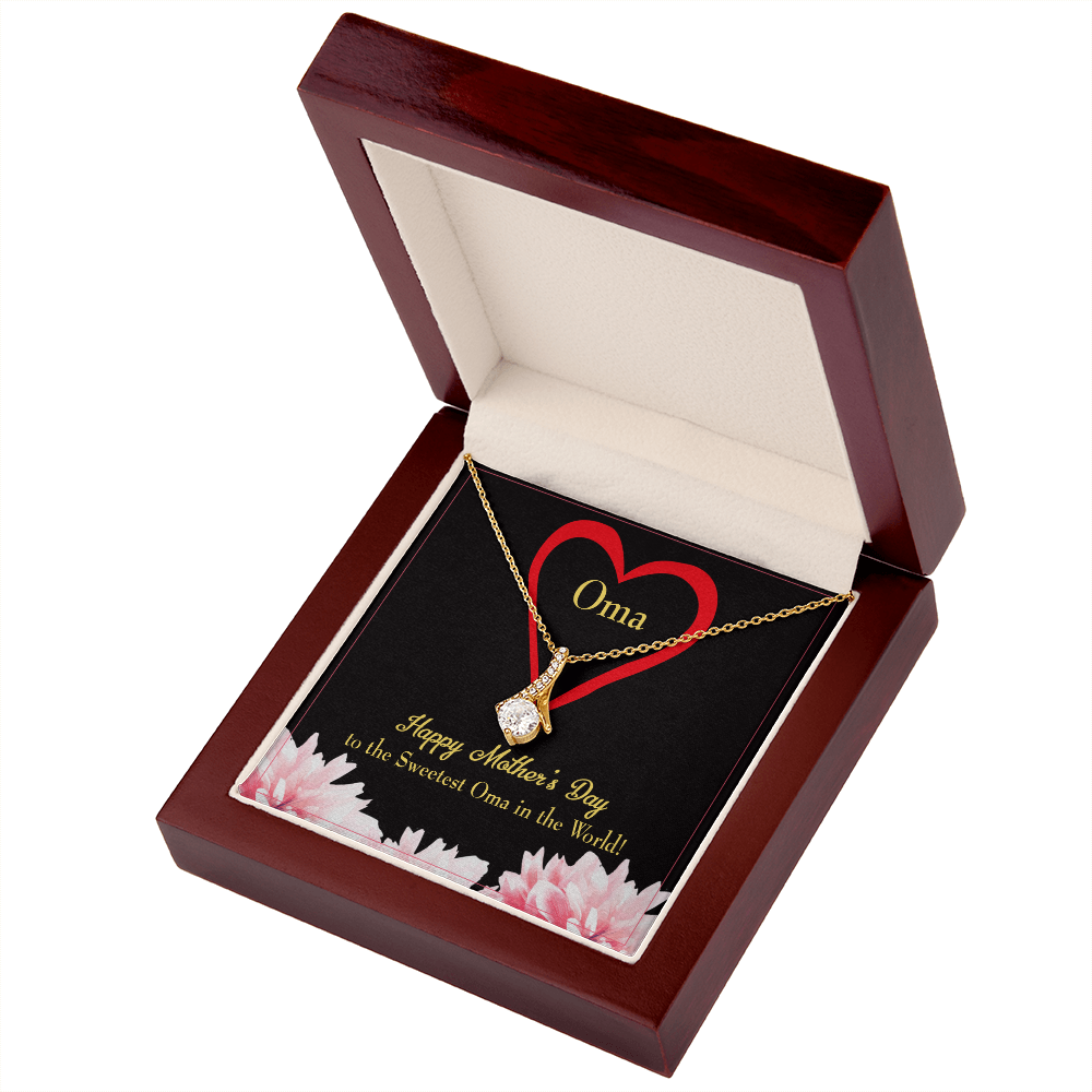 To My Grandmother Oma Alluring Ribbon Necklace Message Card-Express Your Love Gifts