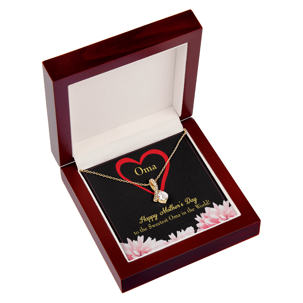 To My Grandmother Oma Alluring Ribbon Necklace Message Card-Express Your Love Gifts