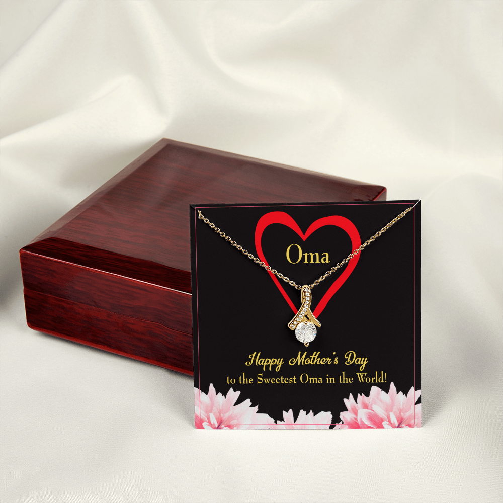 To My Grandmother Oma Alluring Ribbon Necklace Message Card-Express Your Love Gifts