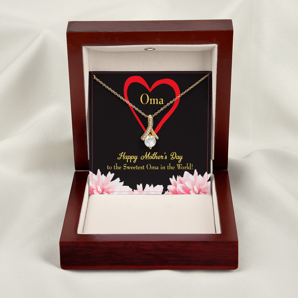 To My Grandmother Oma Alluring Ribbon Necklace Message Card-Express Your Love Gifts