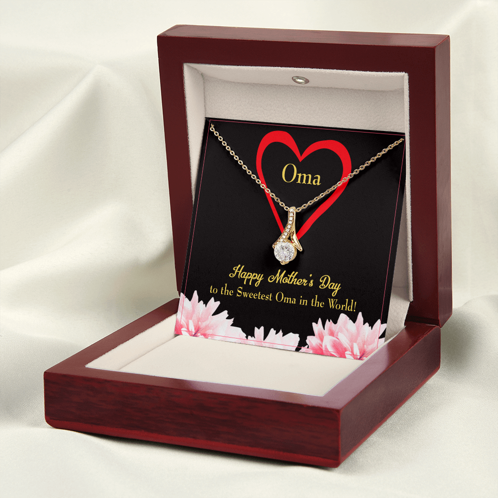 To My Grandmother Oma Alluring Ribbon Necklace Message Card-Express Your Love Gifts