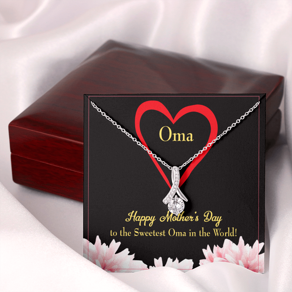 To My Grandmother Oma Alluring Ribbon Necklace Message Card-Express Your Love Gifts