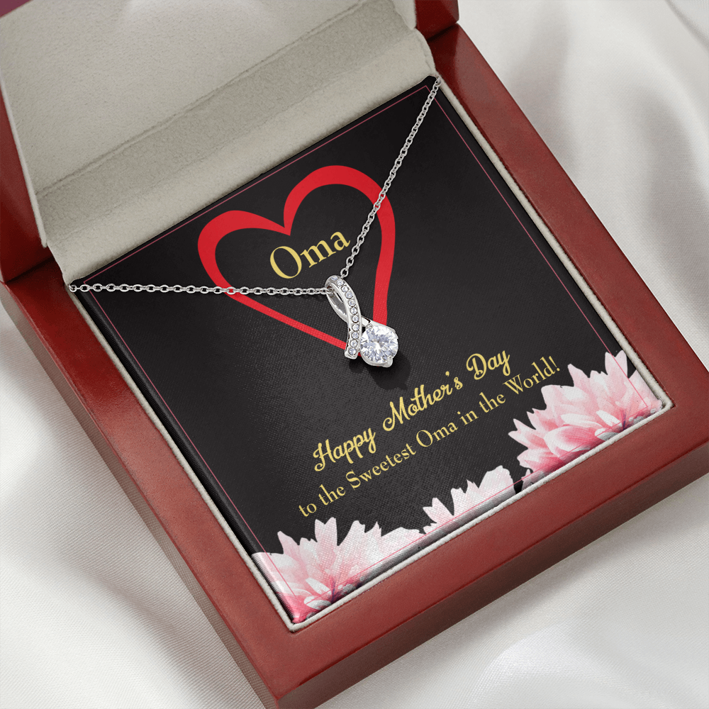 To My Grandmother Oma Alluring Ribbon Necklace Message Card-Express Your Love Gifts