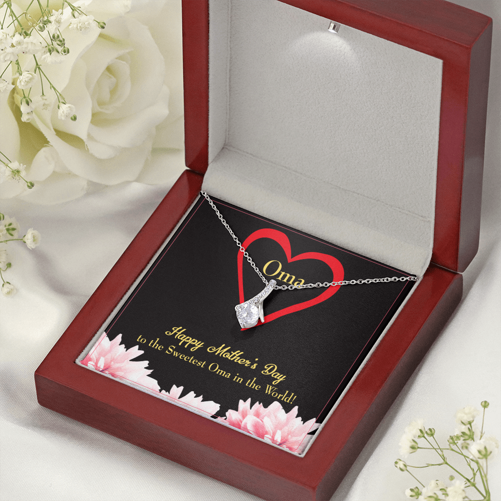 To My Grandmother Oma Alluring Ribbon Necklace Message Card-Express Your Love Gifts