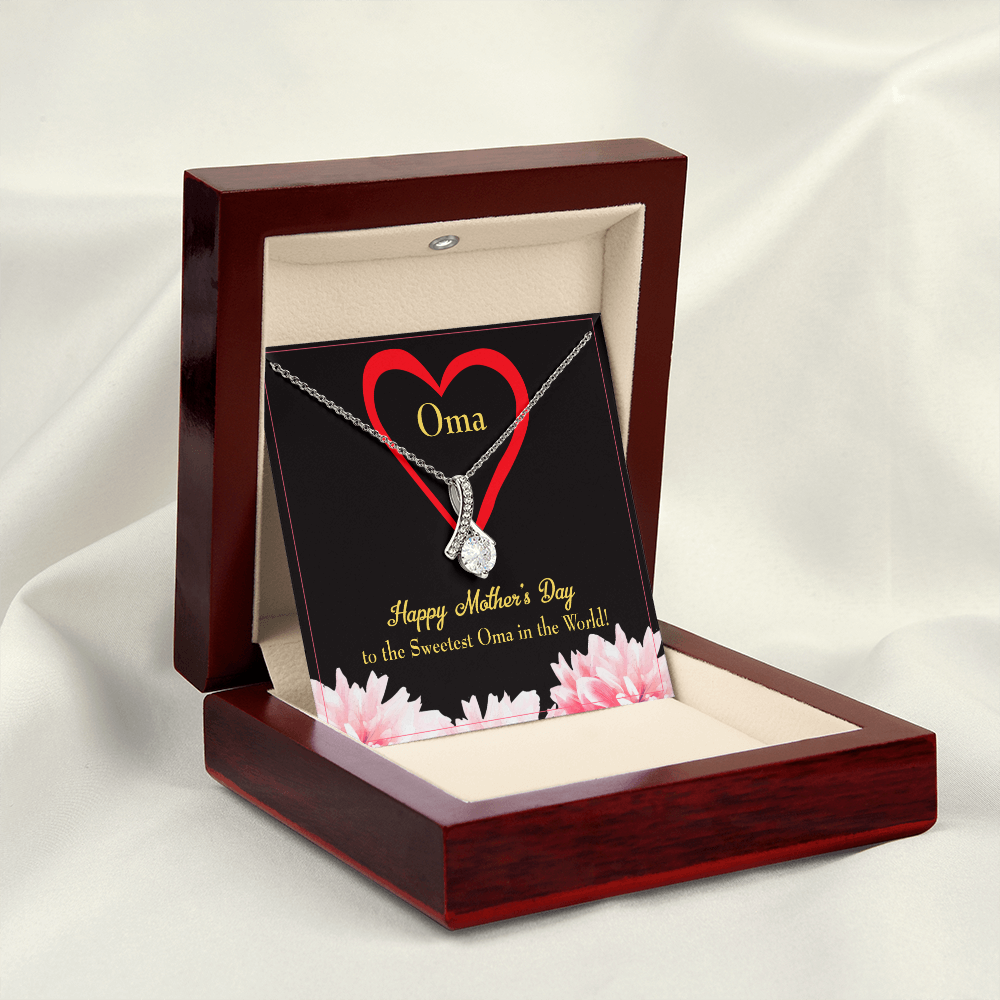 To My Grandmother Oma Alluring Ribbon Necklace Message Card-Express Your Love Gifts