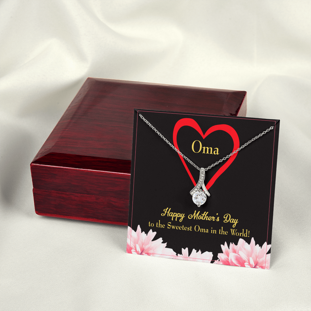 To My Grandmother Oma Alluring Ribbon Necklace Message Card-Express Your Love Gifts