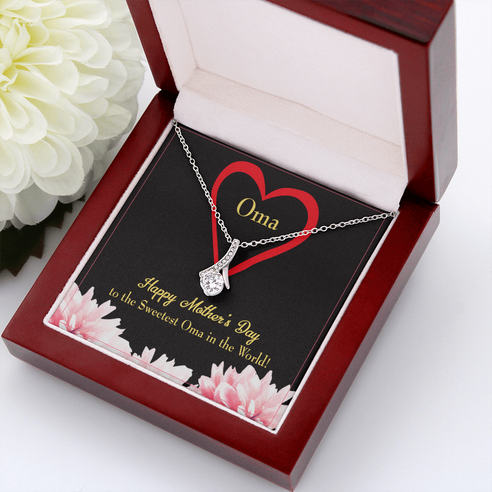 To My Grandmother Oma Alluring Ribbon Necklace Message Card-Express Your Love Gifts