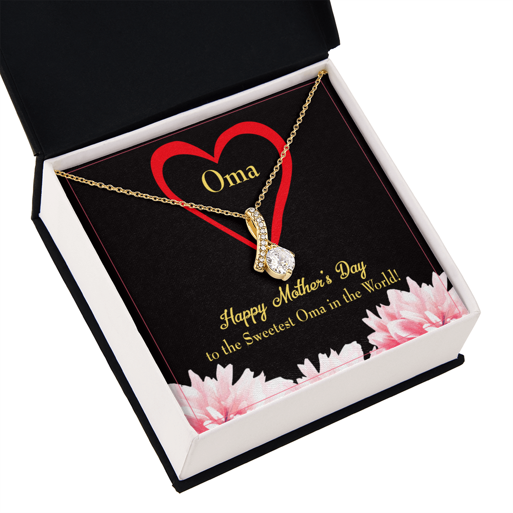 To My Grandmother Oma Alluring Ribbon Necklace Message Card-Express Your Love Gifts