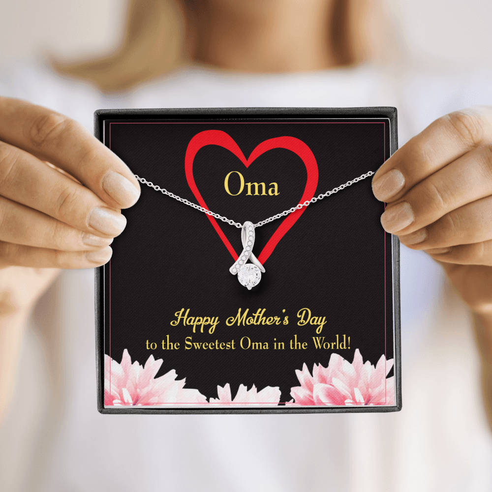 To My Grandmother Oma Alluring Ribbon Necklace Message Card-Express Your Love Gifts