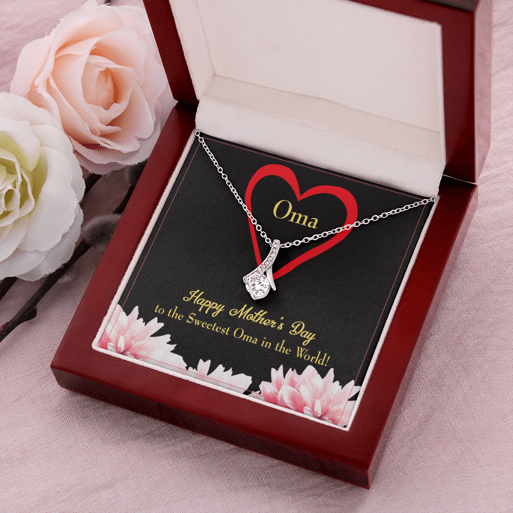 To My Grandmother Oma Alluring Ribbon Necklace Message Card-Express Your Love Gifts