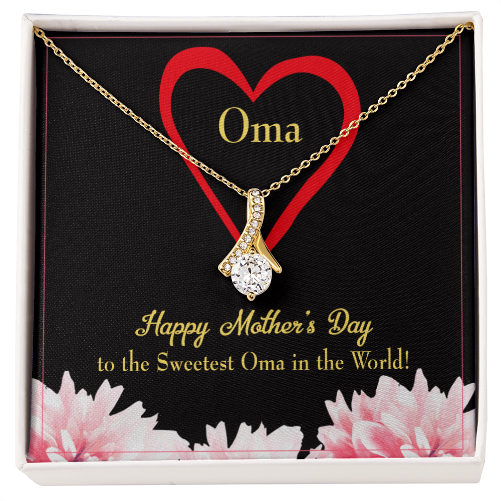 To My Grandmother Oma Alluring Ribbon Necklace Message Card-Express Your Love Gifts