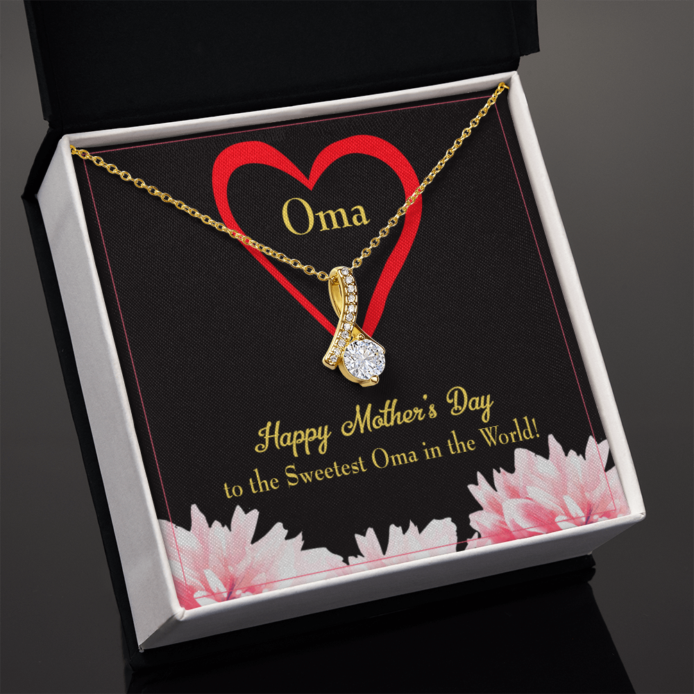 To My Grandmother Oma Alluring Ribbon Necklace Message Card-Express Your Love Gifts