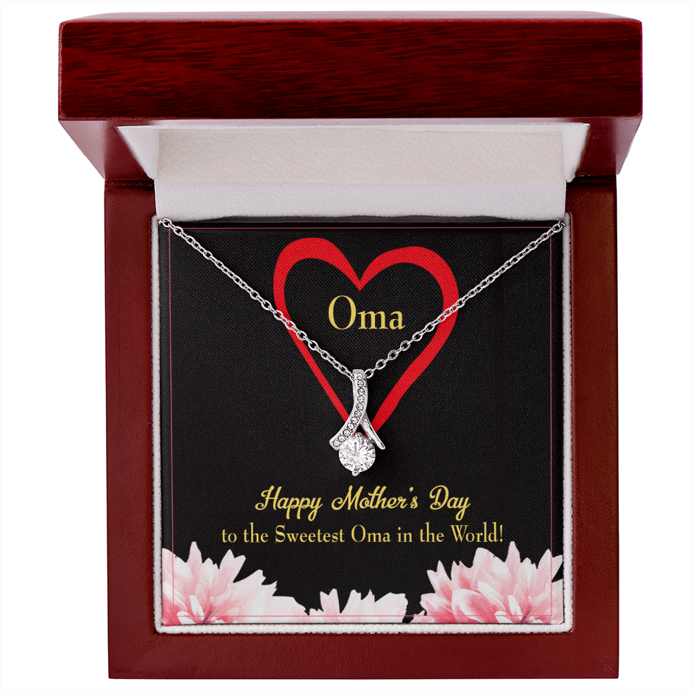 To My Grandmother Oma Alluring Ribbon Necklace Message Card-Express Your Love Gifts