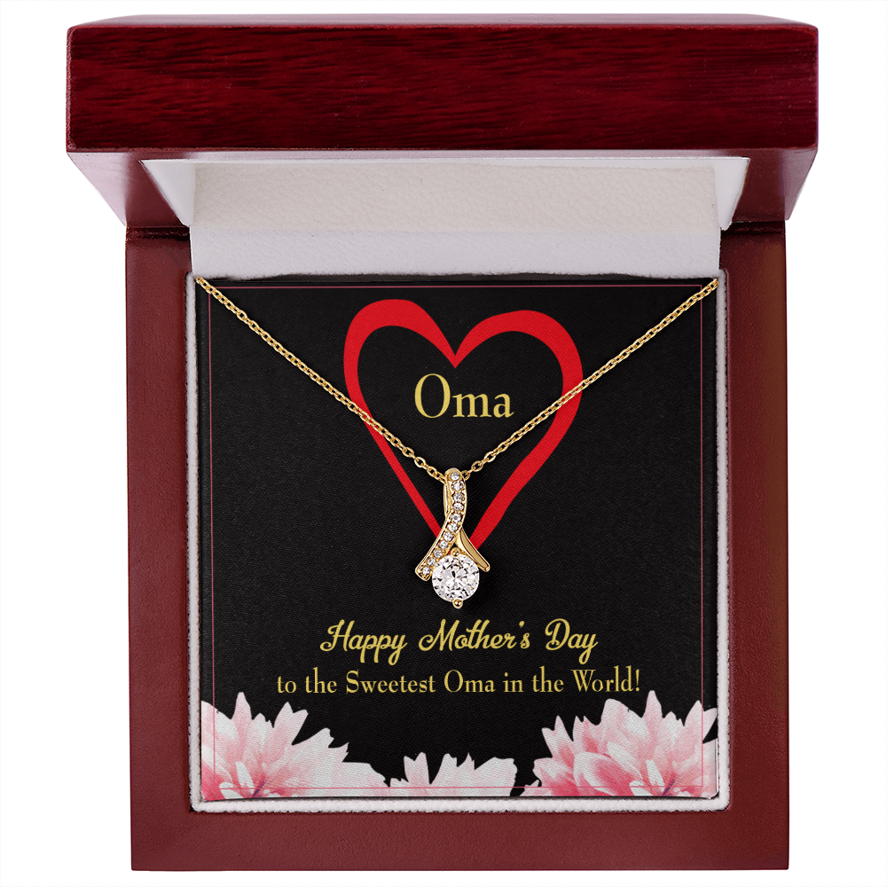 To My Grandmother Oma Alluring Ribbon Necklace Message Card-Express Your Love Gifts