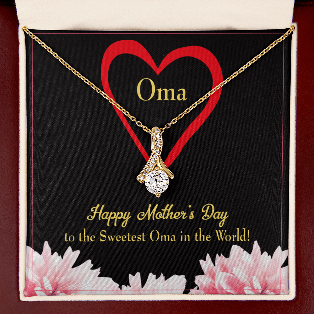 To My Grandmother Oma Alluring Ribbon Necklace Message Card-Express Your Love Gifts