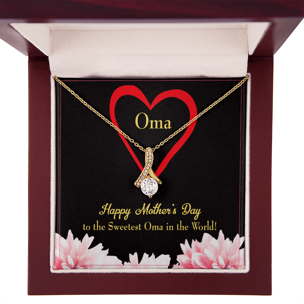 To My Grandmother Oma Alluring Ribbon Necklace Message Card-Express Your Love Gifts