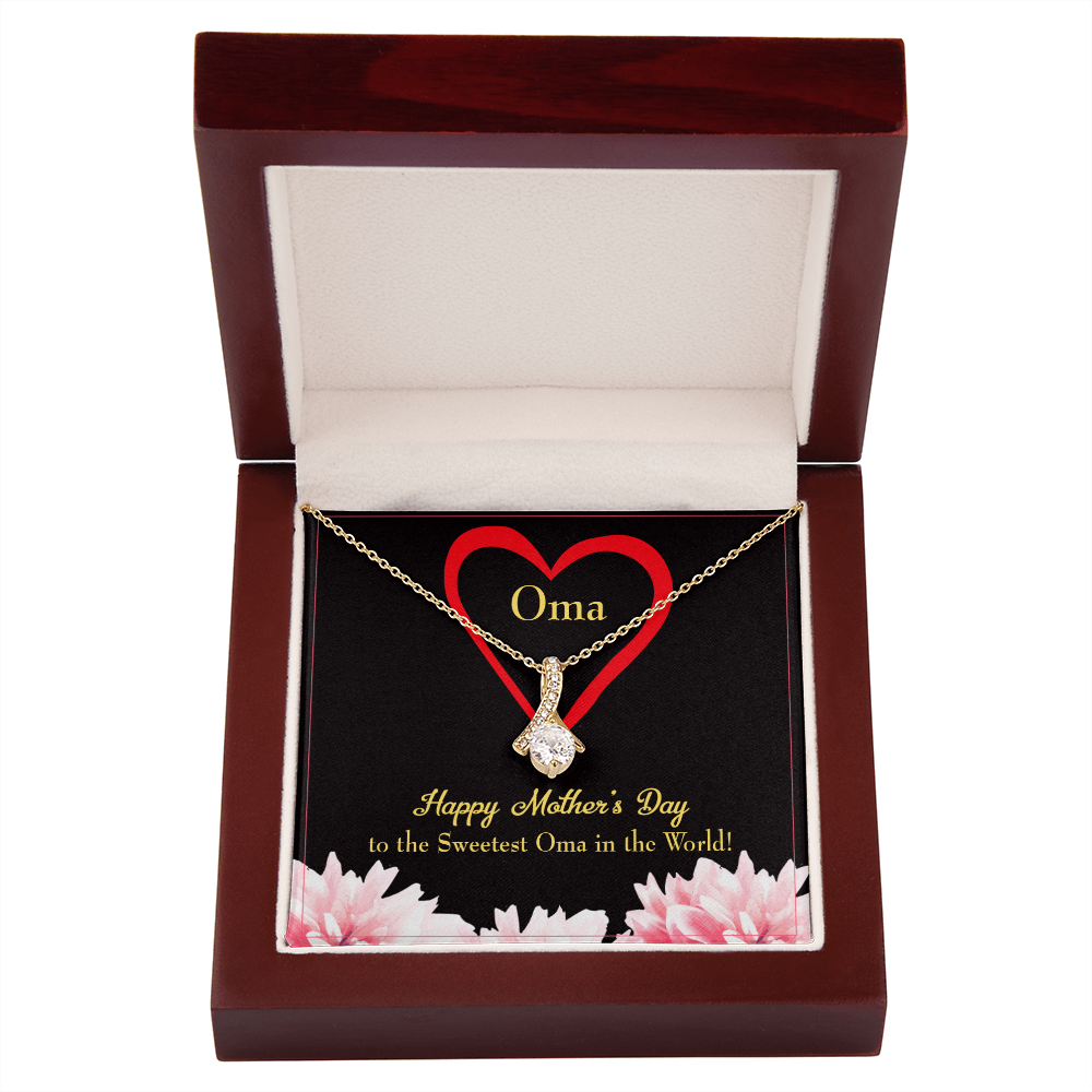 To My Grandmother Oma Alluring Ribbon Necklace Message Card-Express Your Love Gifts