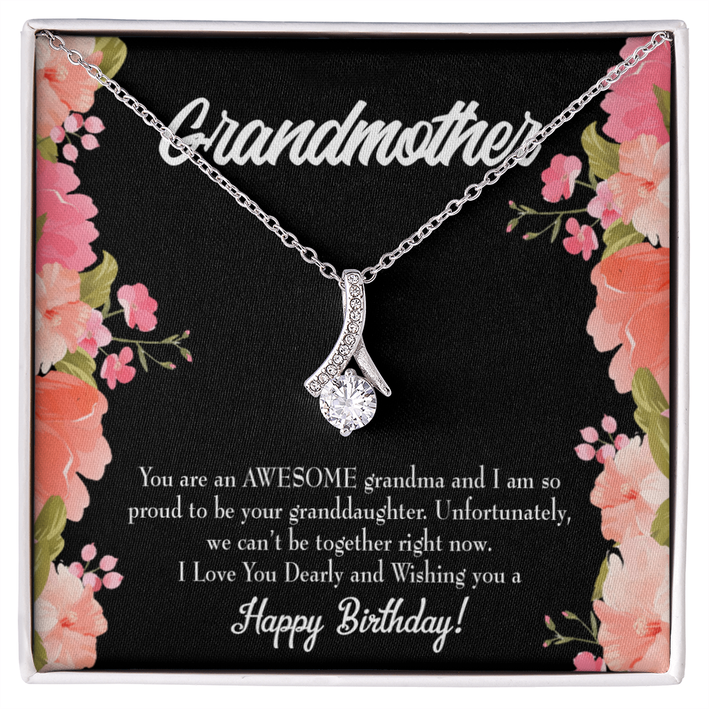 To My Grandmother You Are Awesome Birthday Alluring Ribbon Necklace Message Card-Express Your Love Gifts