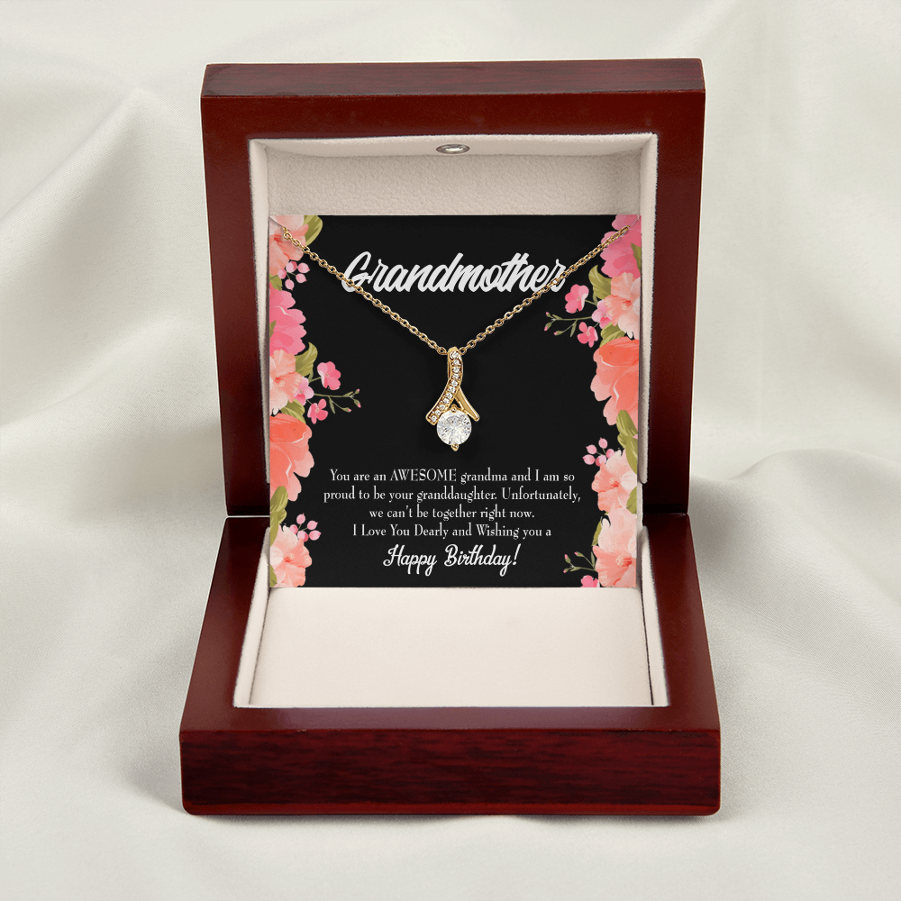 To My Grandmother You Are Awesome Birthday Alluring Ribbon Necklace Message Card-Express Your Love Gifts