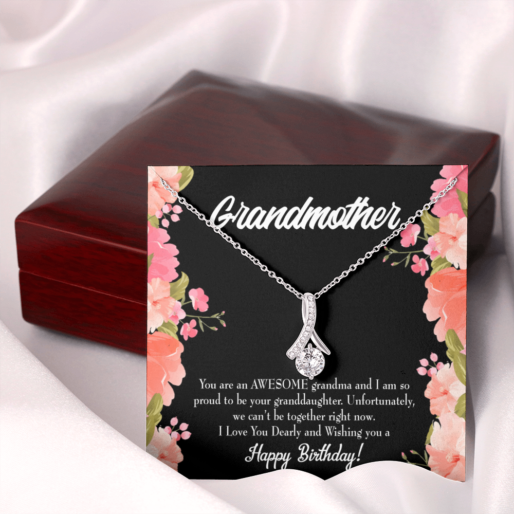 To My Grandmother You Are Awesome Birthday Alluring Ribbon Necklace Message Card-Express Your Love Gifts