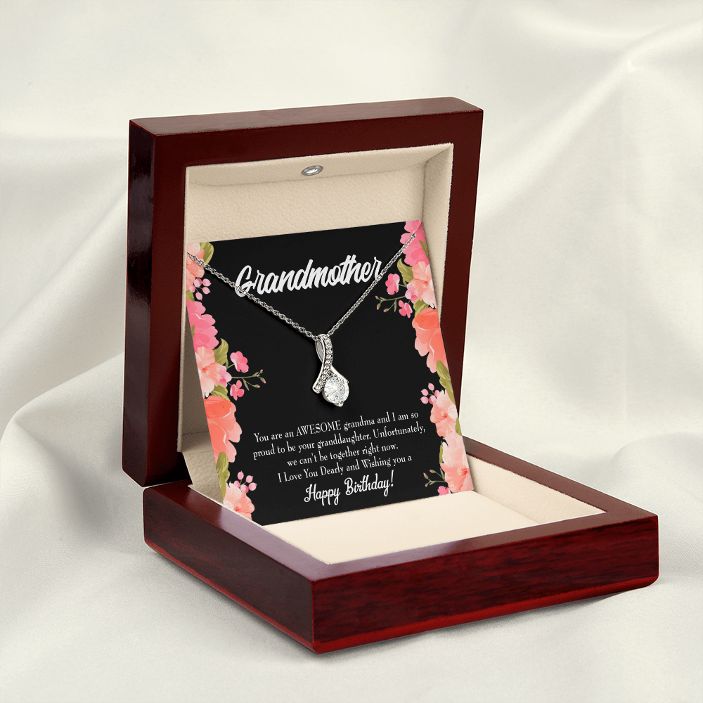 To My Grandmother You Are Awesome Birthday Alluring Ribbon Necklace Message Card-Express Your Love Gifts