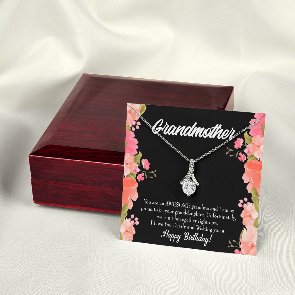 To My Grandmother You Are Awesome Birthday Alluring Ribbon Necklace Message Card-Express Your Love Gifts