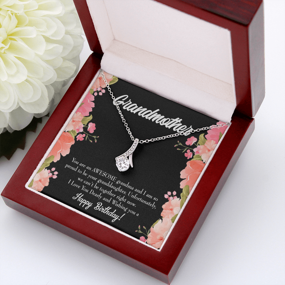 To My Grandmother You Are Awesome Birthday Alluring Ribbon Necklace Message Card-Express Your Love Gifts