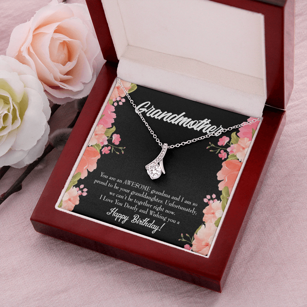 To My Grandmother You Are Awesome Birthday Alluring Ribbon Necklace Message Card-Express Your Love Gifts