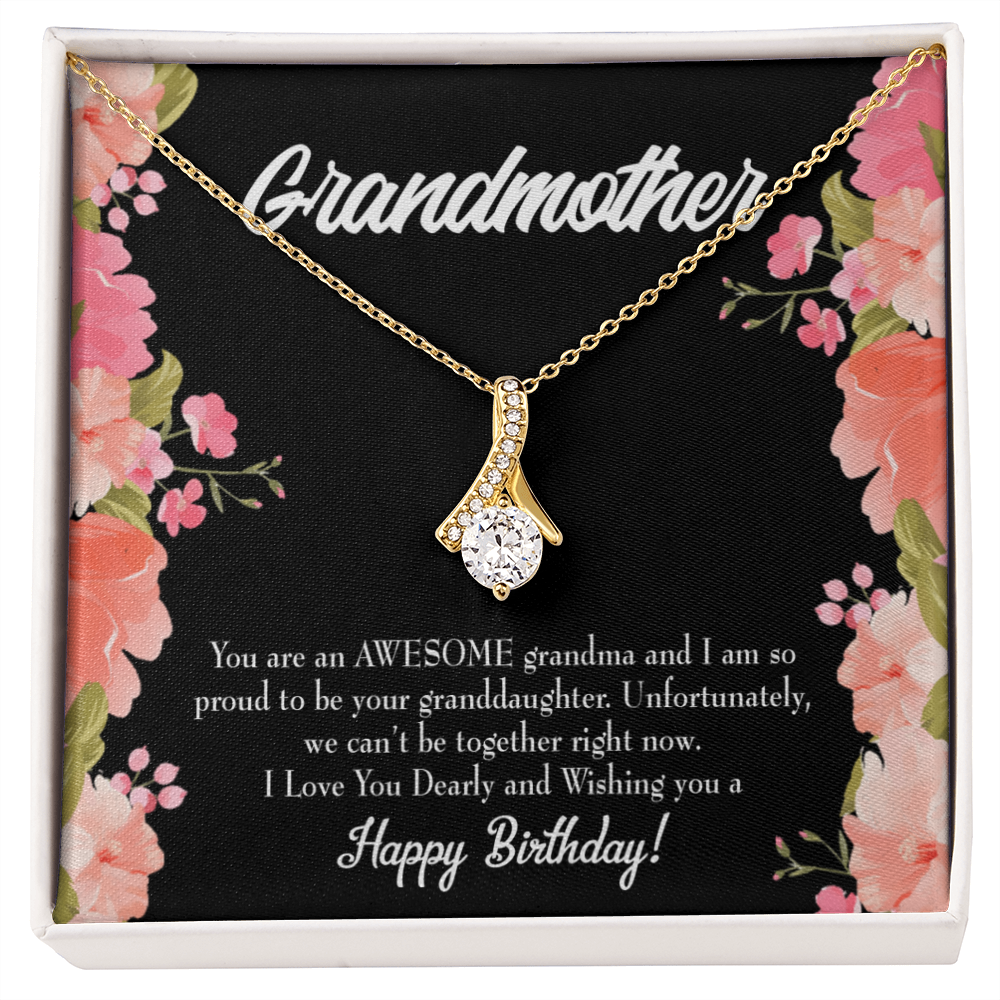 To My Grandmother You Are Awesome Birthday Alluring Ribbon Necklace Message Card-Express Your Love Gifts