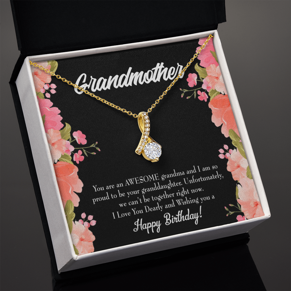 To My Grandmother You Are Awesome Birthday Alluring Ribbon Necklace Message Card-Express Your Love Gifts