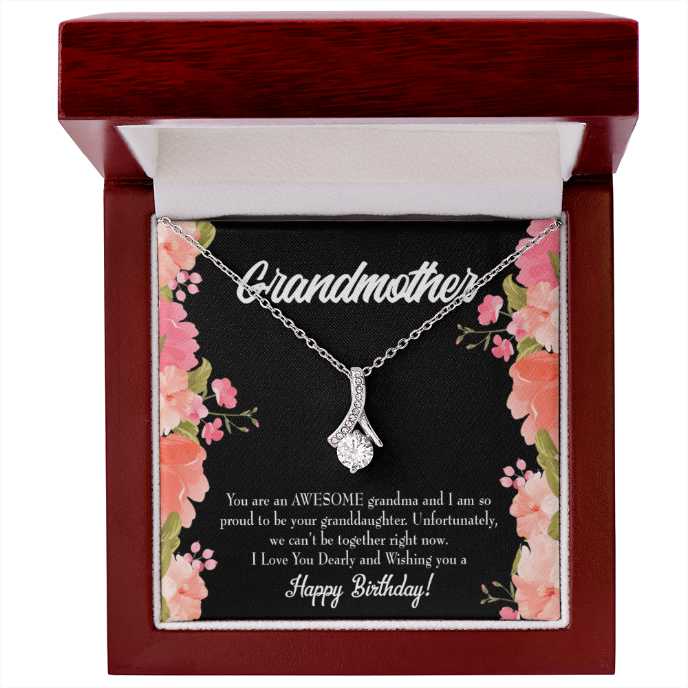 To My Grandmother You Are Awesome Birthday Alluring Ribbon Necklace Message Card-Express Your Love Gifts