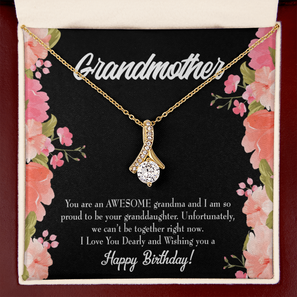 To My Grandmother You Are Awesome Birthday Alluring Ribbon Necklace Message Card-Express Your Love Gifts