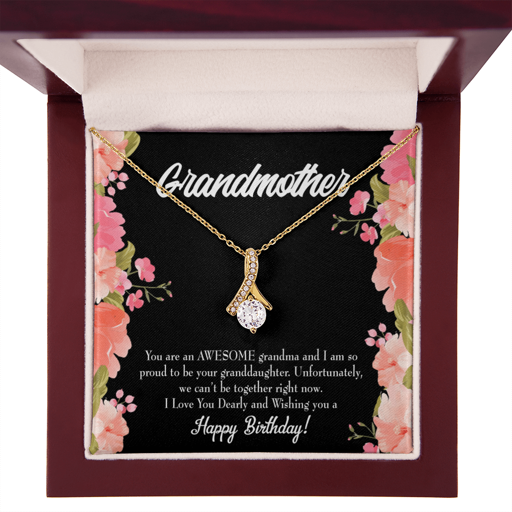 To My Grandmother You Are Awesome Birthday Alluring Ribbon Necklace Message Card-Express Your Love Gifts