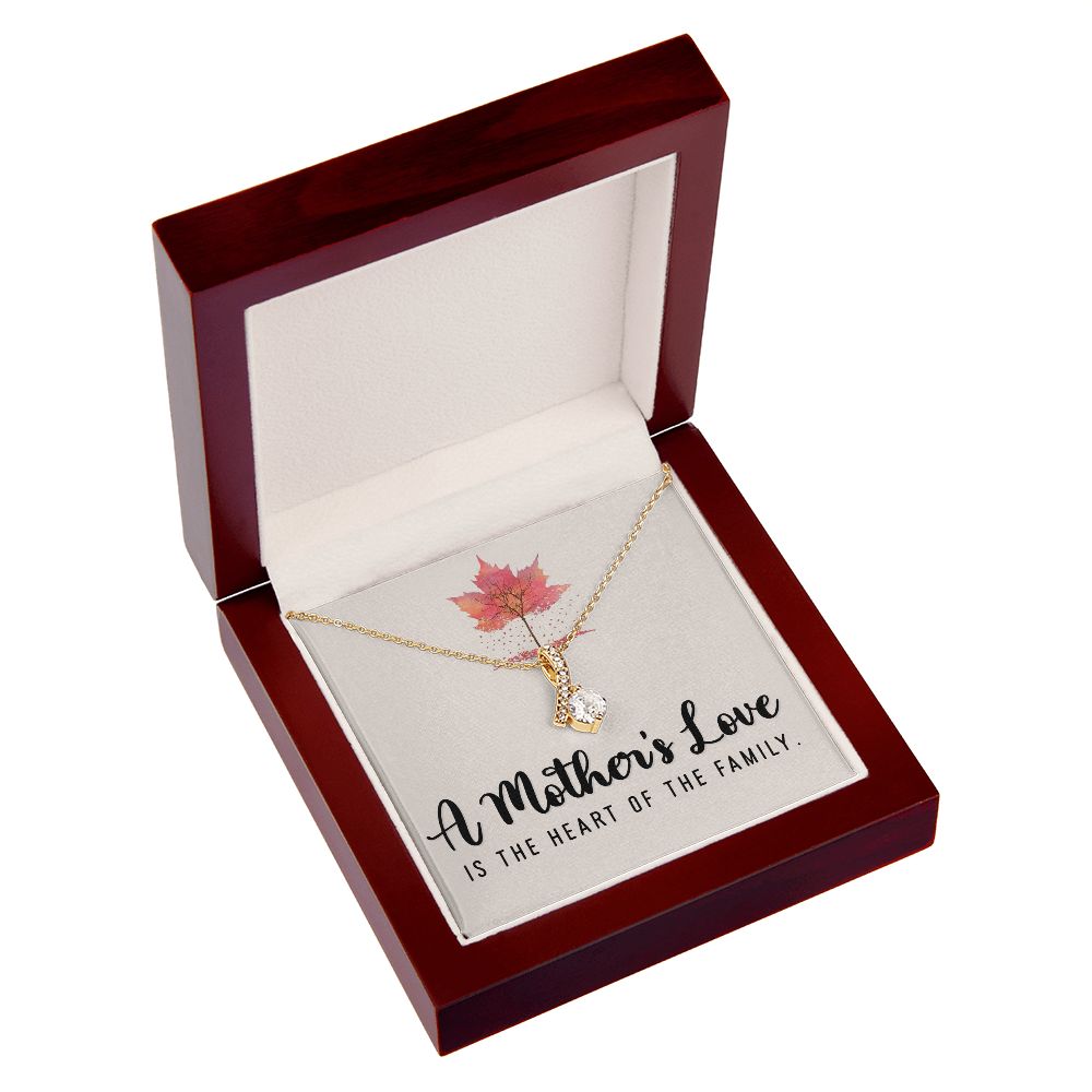 To My Mom A Mothers Love is The Heart of The Family Alluring Ribbon Necklace Message Card-Express Your Love Gifts