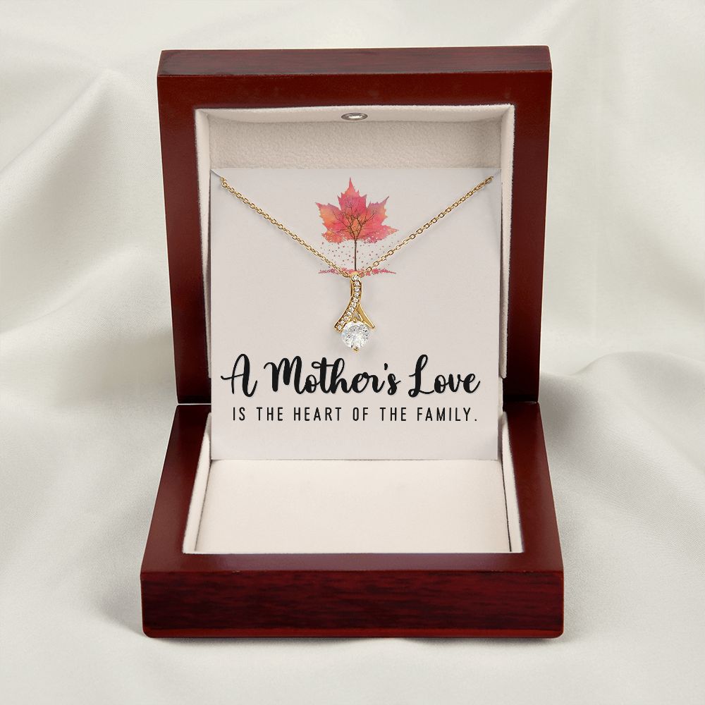 To My Mom A Mothers Love is The Heart of The Family Alluring Ribbon Necklace Message Card-Express Your Love Gifts